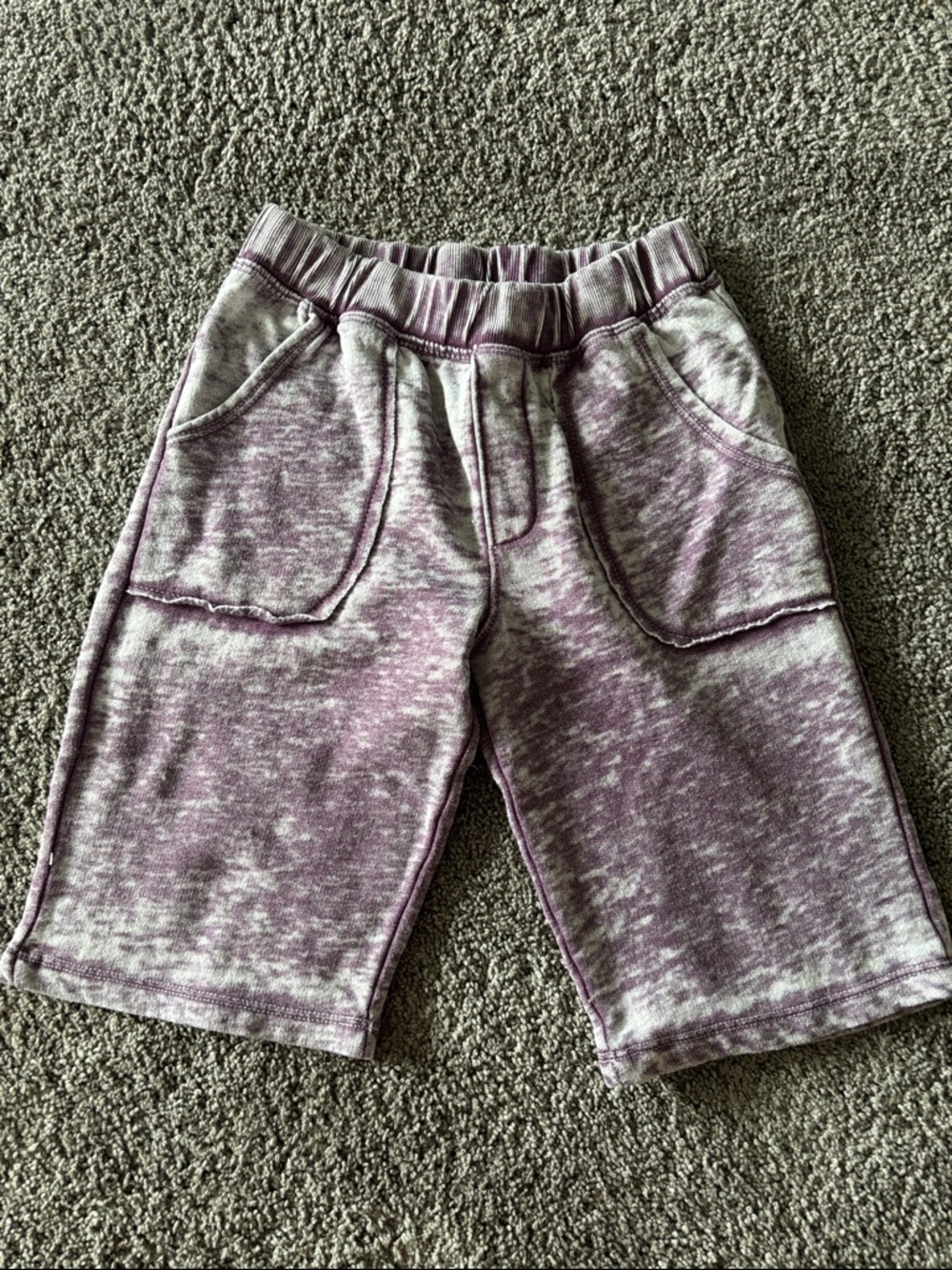 Kids Lavender Heather Pull-On Knit Shorts with Front Pockets